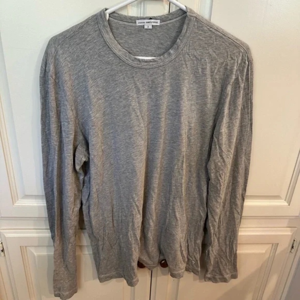 James Perse Men's Gray Long Sleeve Shirt